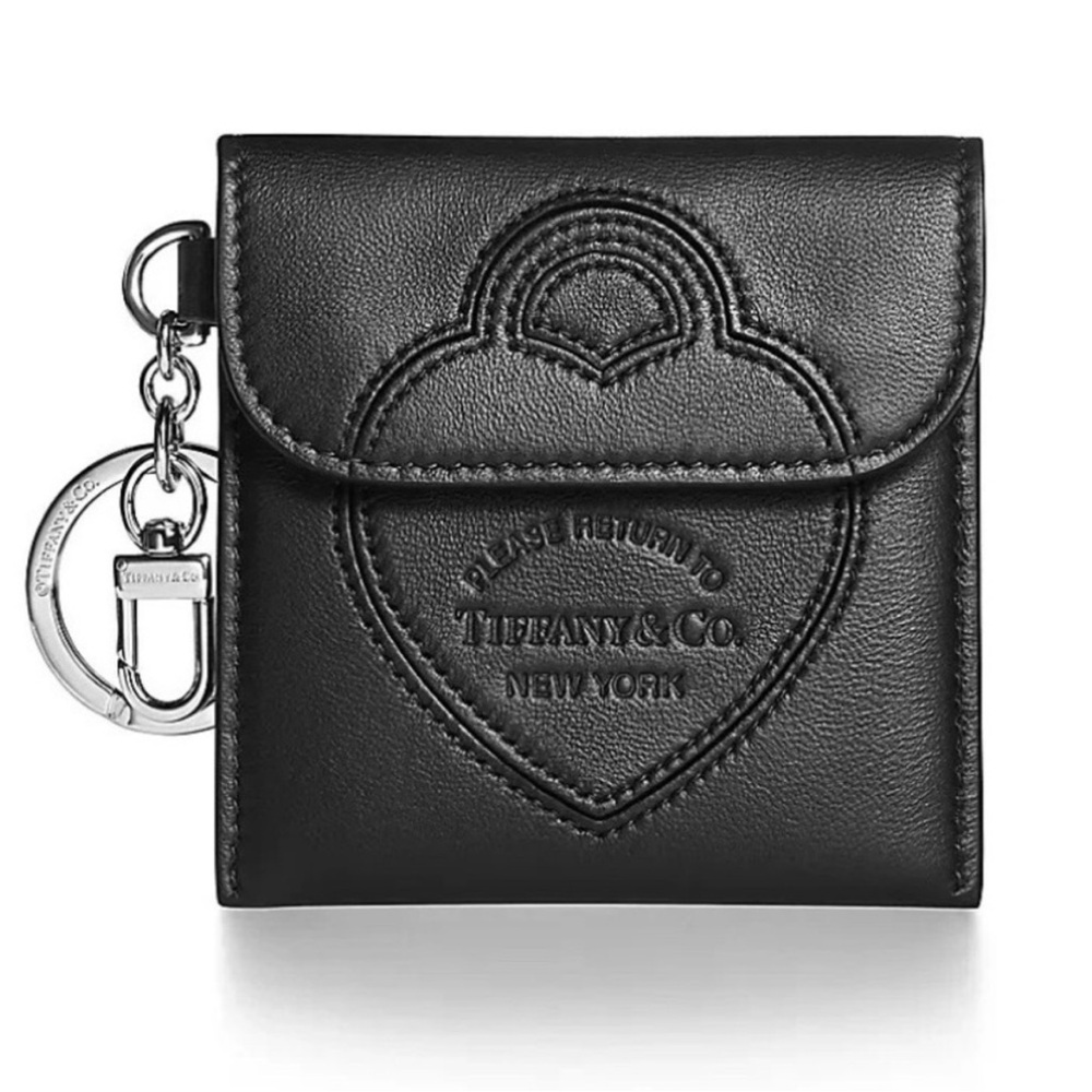 Tiffany & Co. Black Leather Bag Charm Key Ring